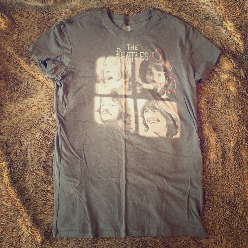 Beatles small embellished band tee gray